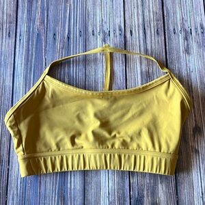 Amazon Brand Mustard Yellow T-Strap Back Sports Bra S